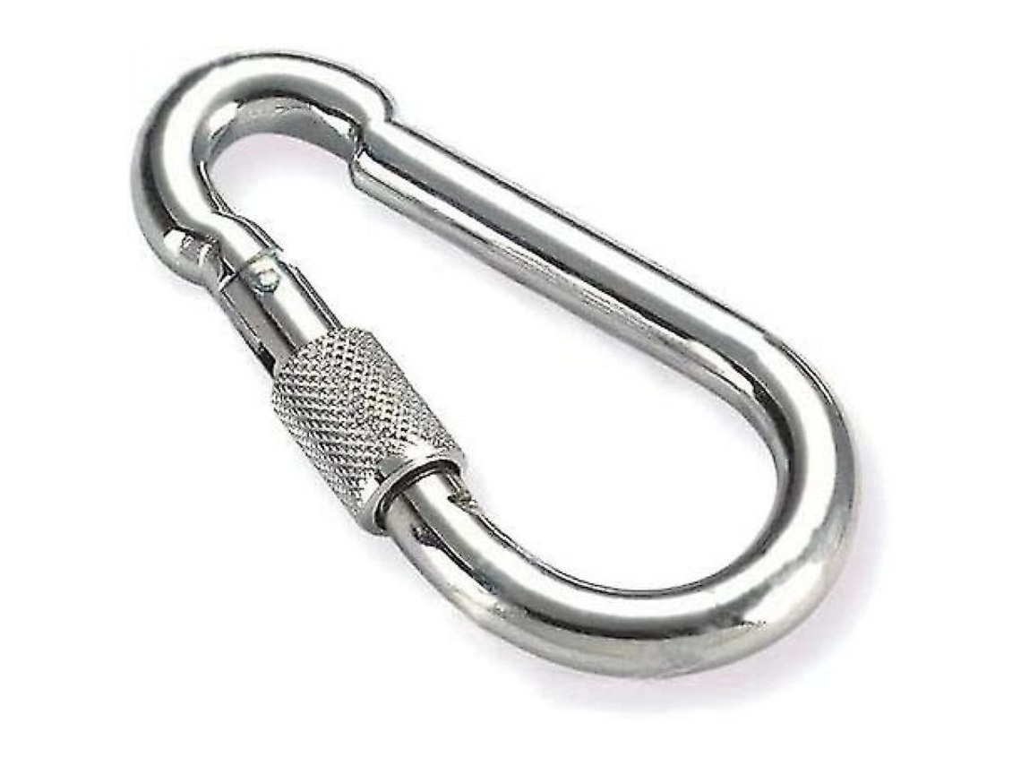 2 mosquetões de aço 90x9mm 250kg, de segurança com fechamento de parafuso para bombeiros e uso industrial S/MARCA
