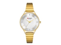 Relógio feminino elegante com pulseira de aço inoxidável, à prova d'água, MDUG (dourado)