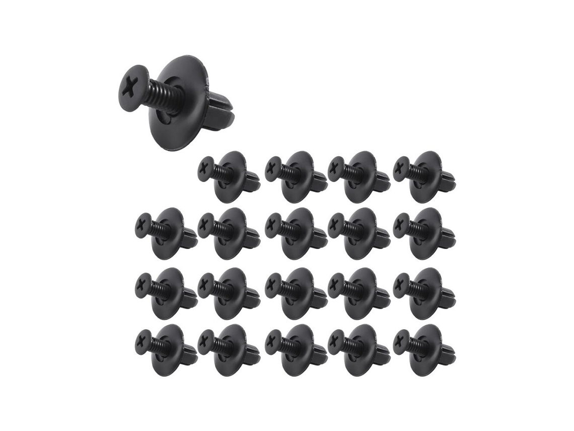 20 Rebites Plásticos Pretos para Fixação em Painéis Furo de 8mm (clipes de Expansão)