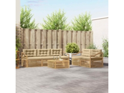 Vidaxl Conjunto De Sofás Para Exterior 6 Unid. Branco E Bege