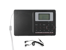 Aetheria rádio Cs 106 Mini Receptor de Banda Completa Fm/am/sw/mw com Relógio Digital e Fone de Ouvido