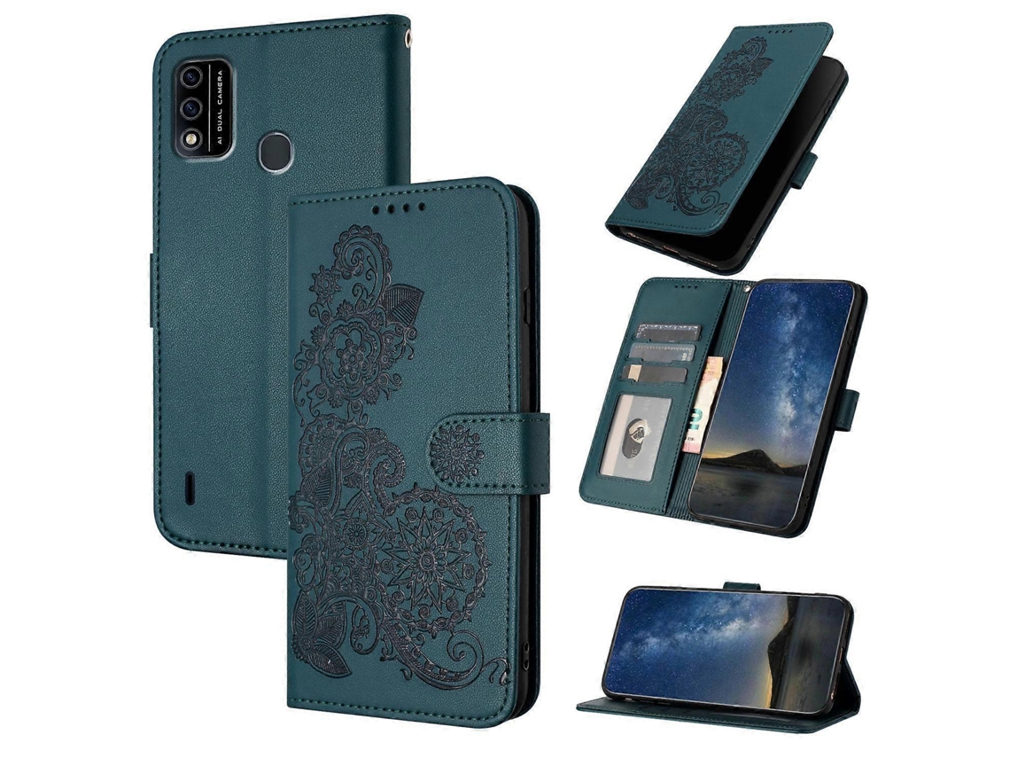 Capa De Celular De Couro Com Estampa De Flor De Datura