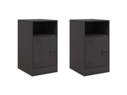 Mesas de Cabeceira 2 Pcs 34,5x39x62 Cm Aço Preto MAISON EXCLUSIVE