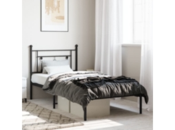 Vidaxl Estrutura De Cama Com Cabeceira 90x200 Cm Metal Preto