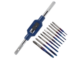 Kit De Rosqueamento Com Broca De Aço Tungstênio Azul