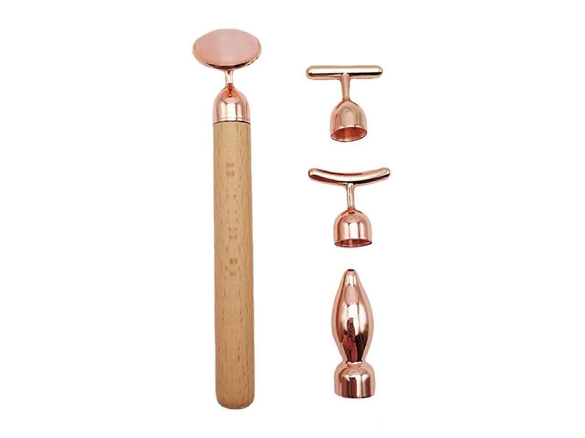 Massageador Facial 4 em 1 com Rolos de Madeira para o Rosto, Braços, Olhos e Nariz Ferramenta Cuidados a Pele GOKOCO