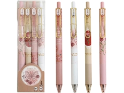Caneta Em Gel, Com Design Floral, Retrátil, 0,5 Mm, Tinta Preta,