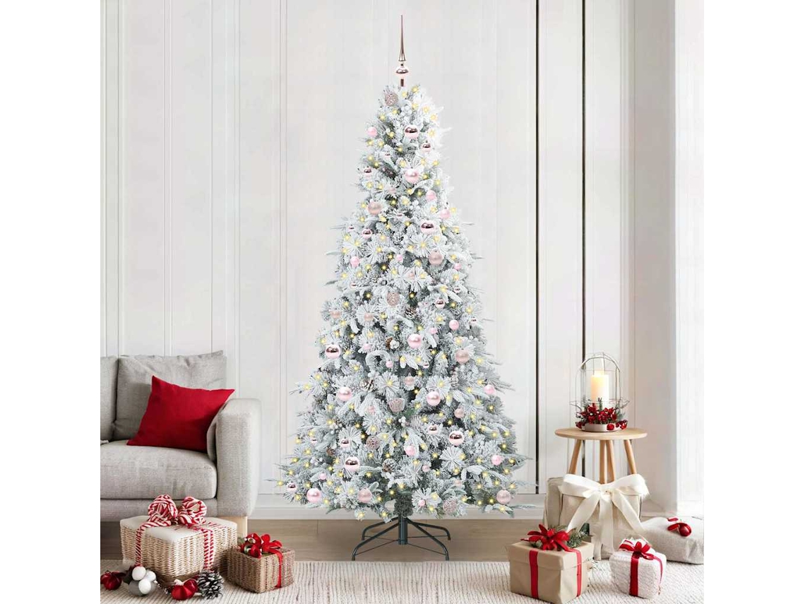 Vidaxl Árvore De Natal Articulada Artificial Branco 210 Cm Pe E Pvc