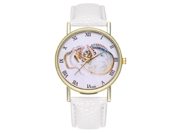 Relógio de pulso vintage de quartzo para mulheres e homens com pulseira de couro PU, estampa animal branca.