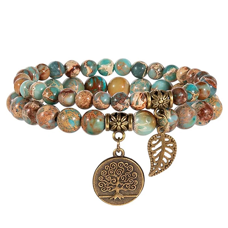 Pulseira Árvore da Vida Pulseira de Contas de Pedra Natural MDUG (pedra Shoushan)