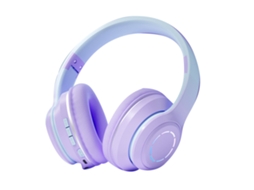 Aetheria fone de Ouvido Gamer Sem Fio Bt5.2 Almofadas Macias Luzes Coloridas Violeta para Desktop Laptop
