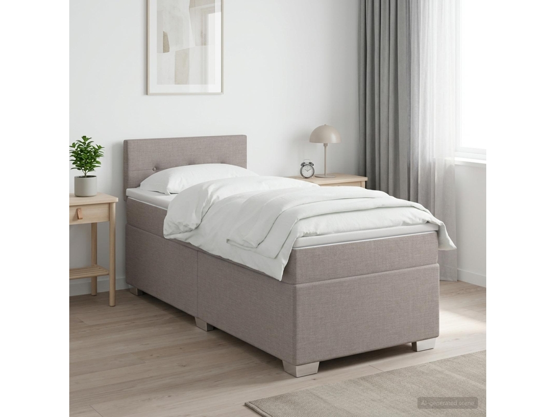 Vidaxl Cama Box Spring Com Colchão Cinzento-acastanhado 90 X 200 Cm