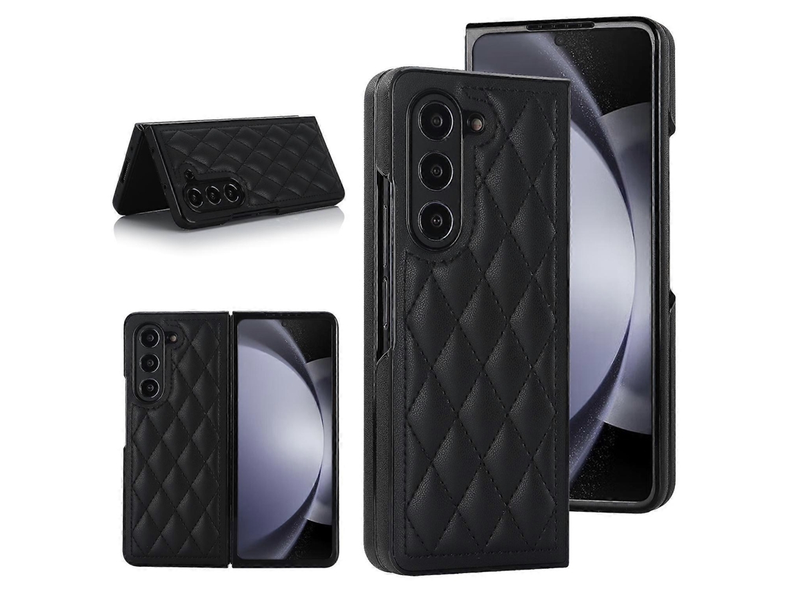 Capa De Couro Com Formato De Losango Para Samsung Galaxy Z Fold7 5g