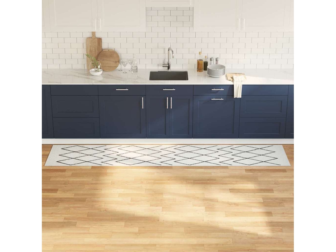 Vidaxl Tapete De Cozinha Branco 300 X 60 Cm Veludo