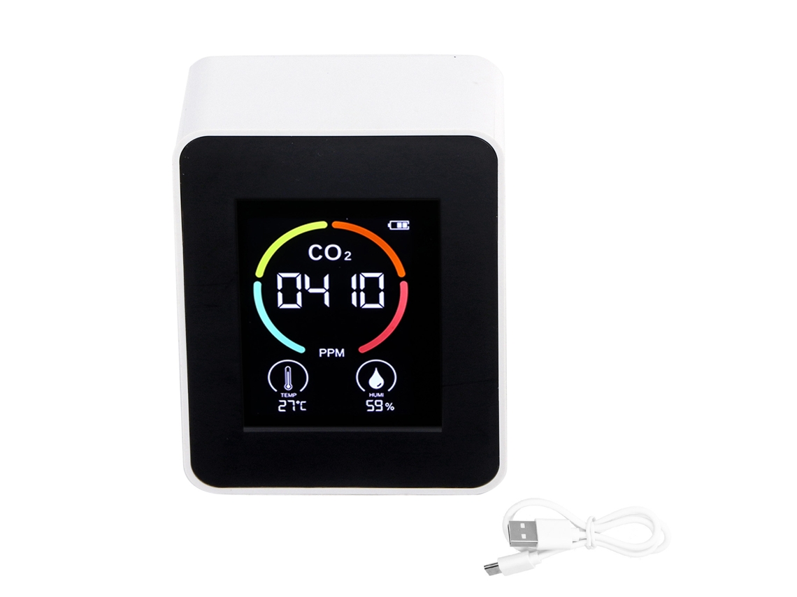 Detector de Dióxido de Carbono com Semicondutor, Carregamento Usb, Tela Lcd de Temperatura e Humidade LAXISCREED