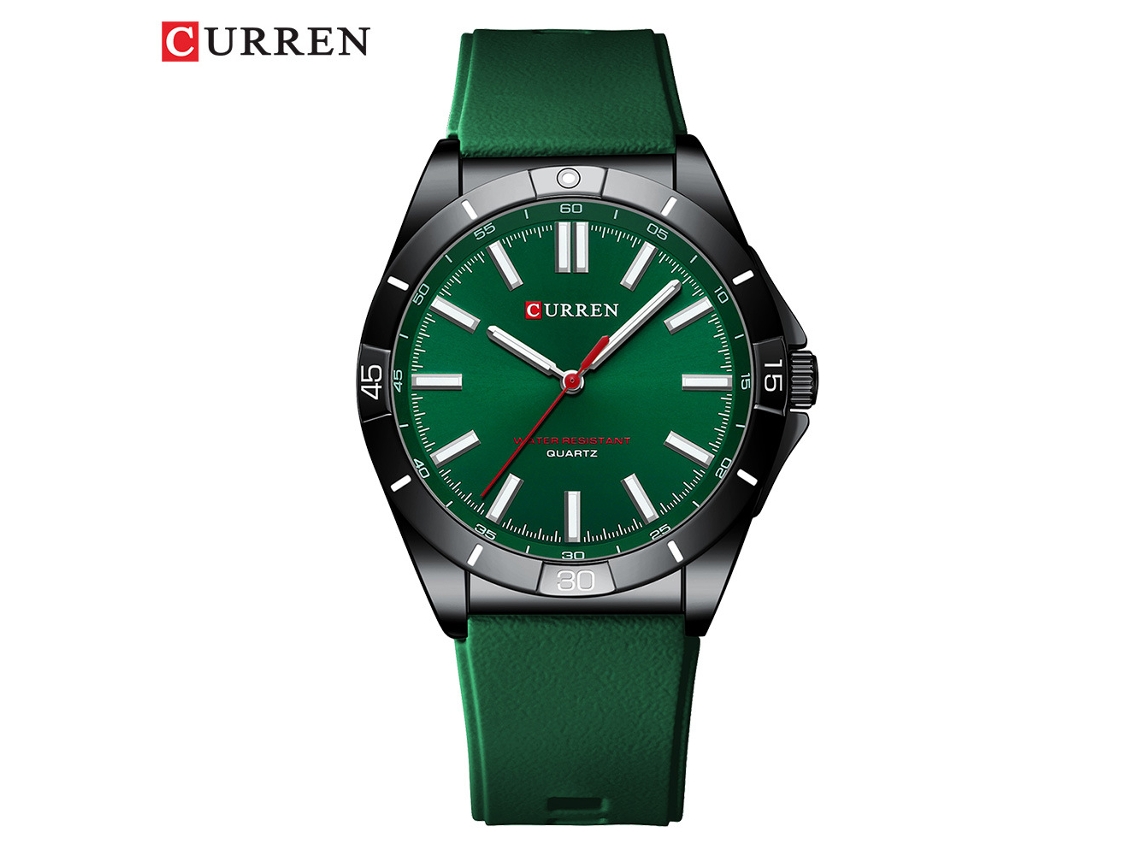 Relógio Esportivo Masculino com Pulseira de Borracha, Mostrador Grande, Relógio de Quartzo. MDUG (verde Escuro)