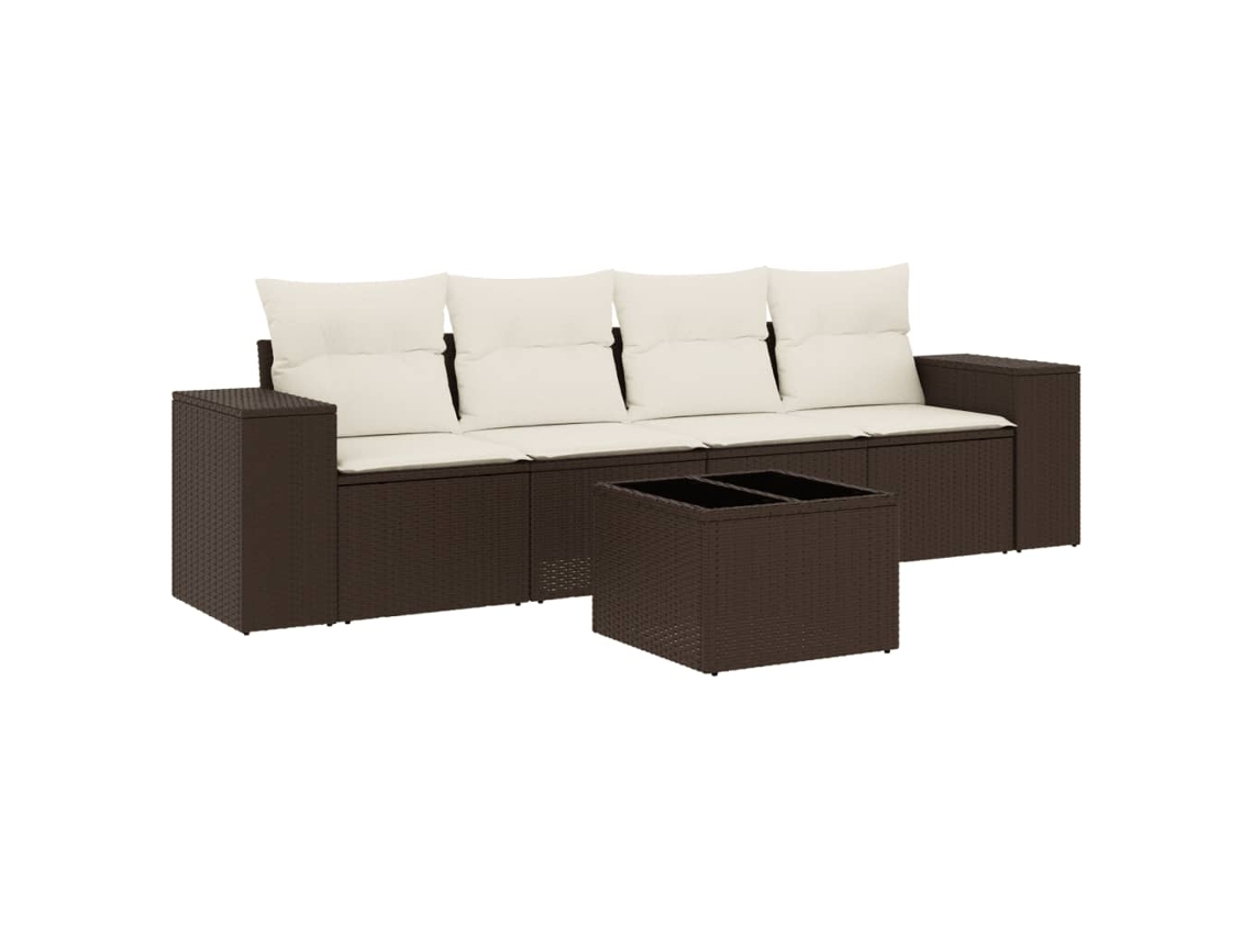 Maison Exclusive - 5 Pcs Conjunto Sofás P/ Jardim C/ Almofadões Vime Pe Marrom