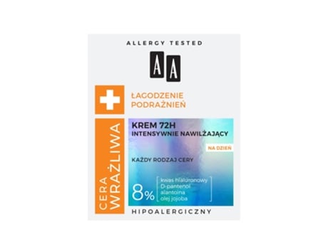 Creme Hidratante Intensivo 72h Para Pele Sensível, 50ml Aa