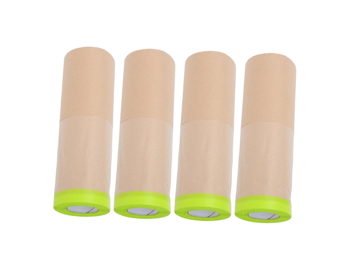 Pacote com 4 Películas de Mascaramento À Prova Poeira para Pintura Automotiva, Proteção Móveis, Papel Kraft e