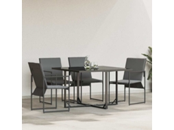 Vidaxl Cadeira 4 Unid. Preto E Anthracite Textilene