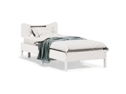 Vidaxl Cama Sem Colchão 75x190 Cm Madeira De Pinho Maciça Branco