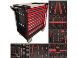 Servante De Oficina Cheia 7 Gavetas Defpro Aço Vermelho (201 Ferramentas)