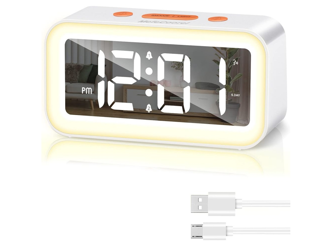 Despertador Digital De Cabeceira Com Alarmes Duplos, Sons De Despertar Altos E Claros Para Pessoas Com Sono Pesado, Tela Led Hd Com Brilho Ajustável,