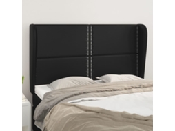 Vidaxl Cabeceira De Cama C/ Abas Couro Artif. 147x23x118/128 Cm Preto