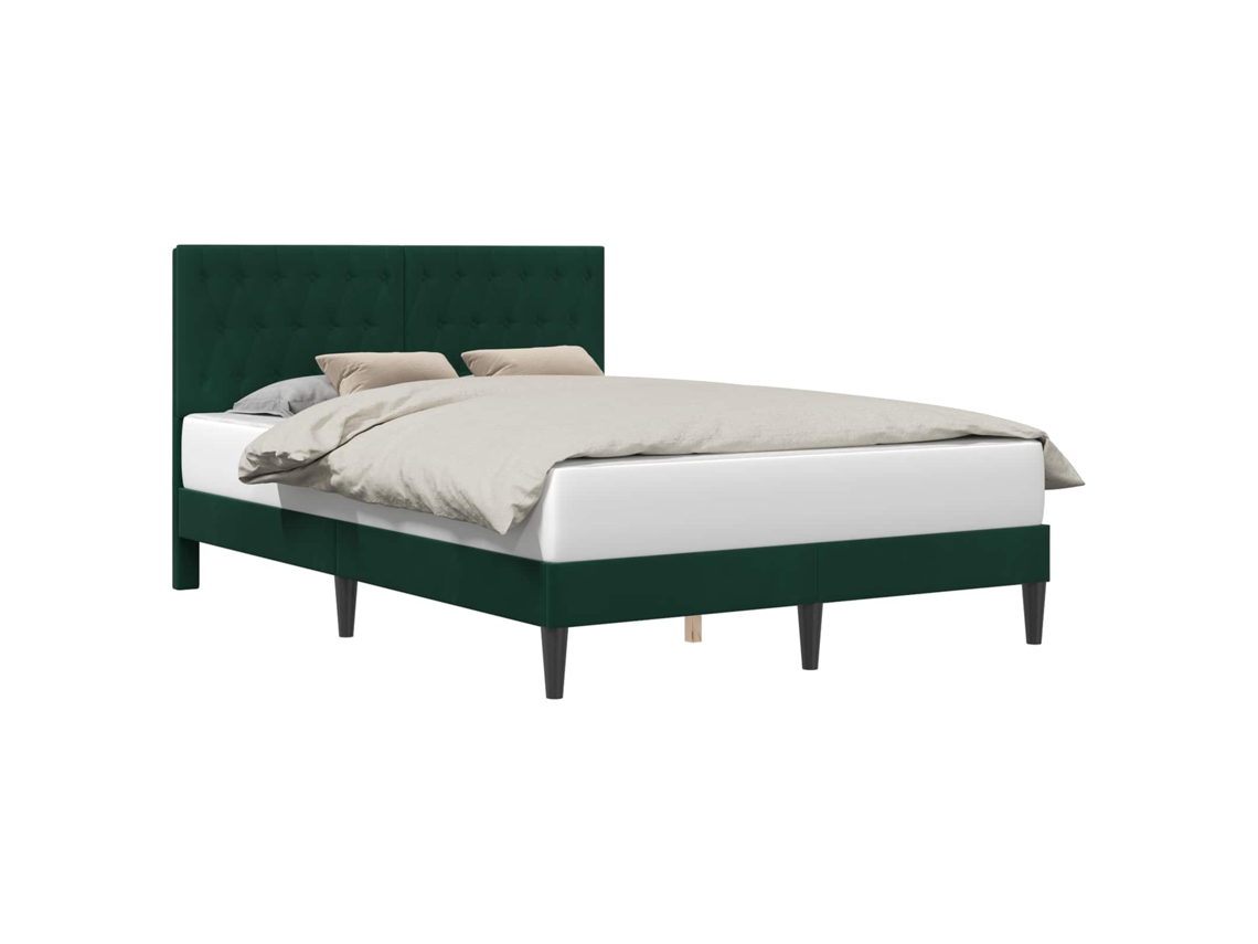 Vidaxl Estrutura Da Cama Verde-escuro 120 X 200 Cm Veludo