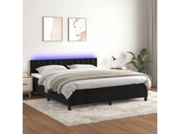 Vidaxl Cama Box Spring C/ Colchão/led 160x200 Cm Veludo Preto