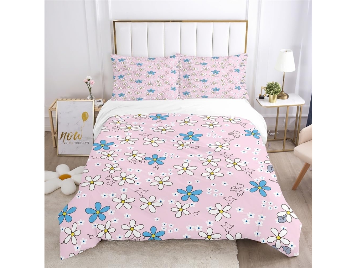 Capa de Edredom Floral Moderna Microfibra Fronha 240x260 Cm
