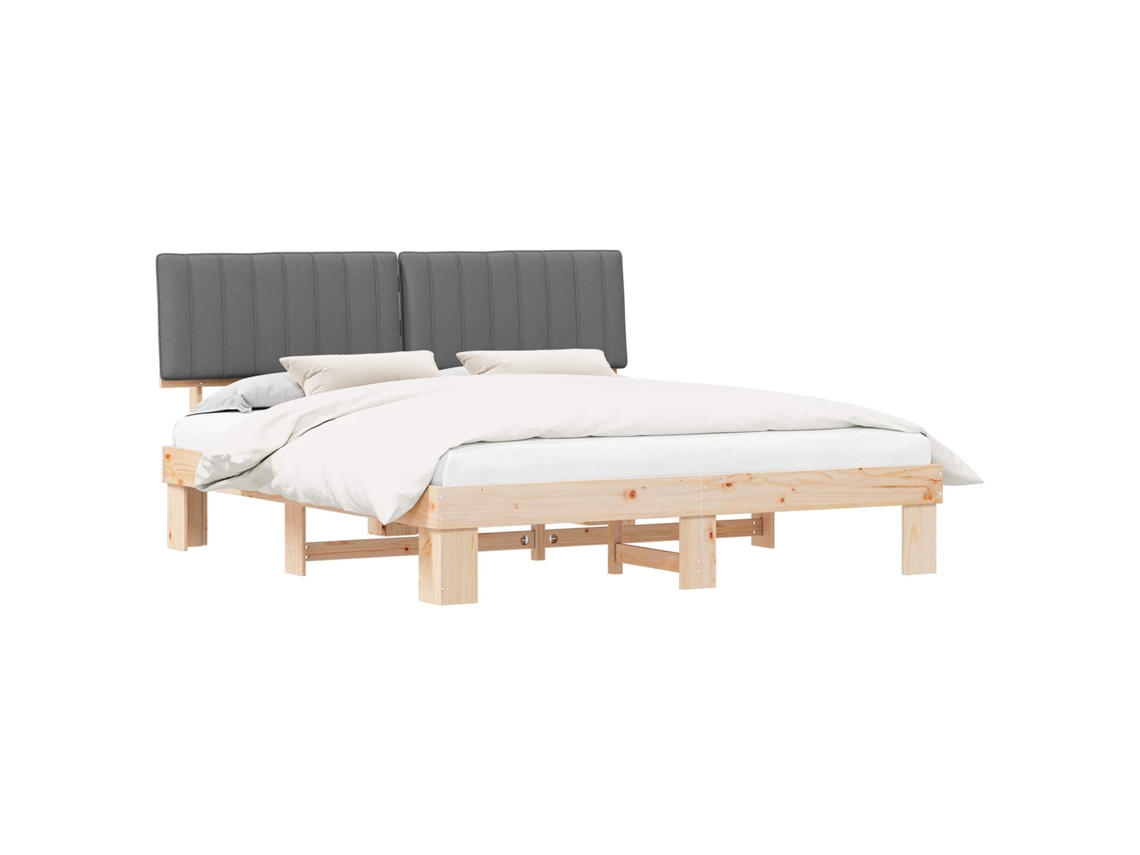 Estrutura de Cama com Cabeceira Estofada Cinzento Claro MAISON EXCLUSIVE
