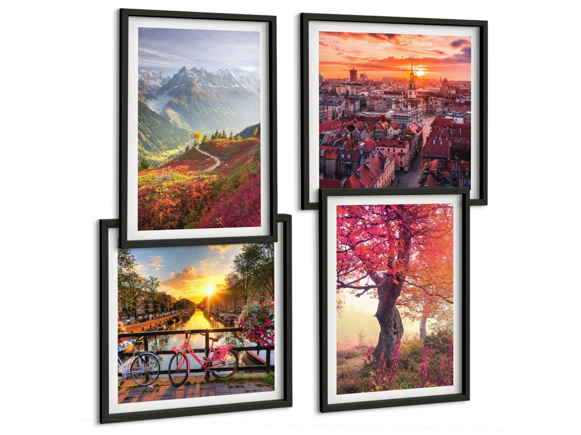 Composição De Quadros Composições Florais Elegantes Espelharte (4 Peças)
