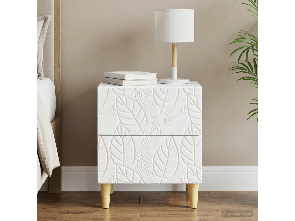 Vidaxl Mesa-de-cabeceira Branco 43 X 34,5 X 48 Cm Derivados De Madeira