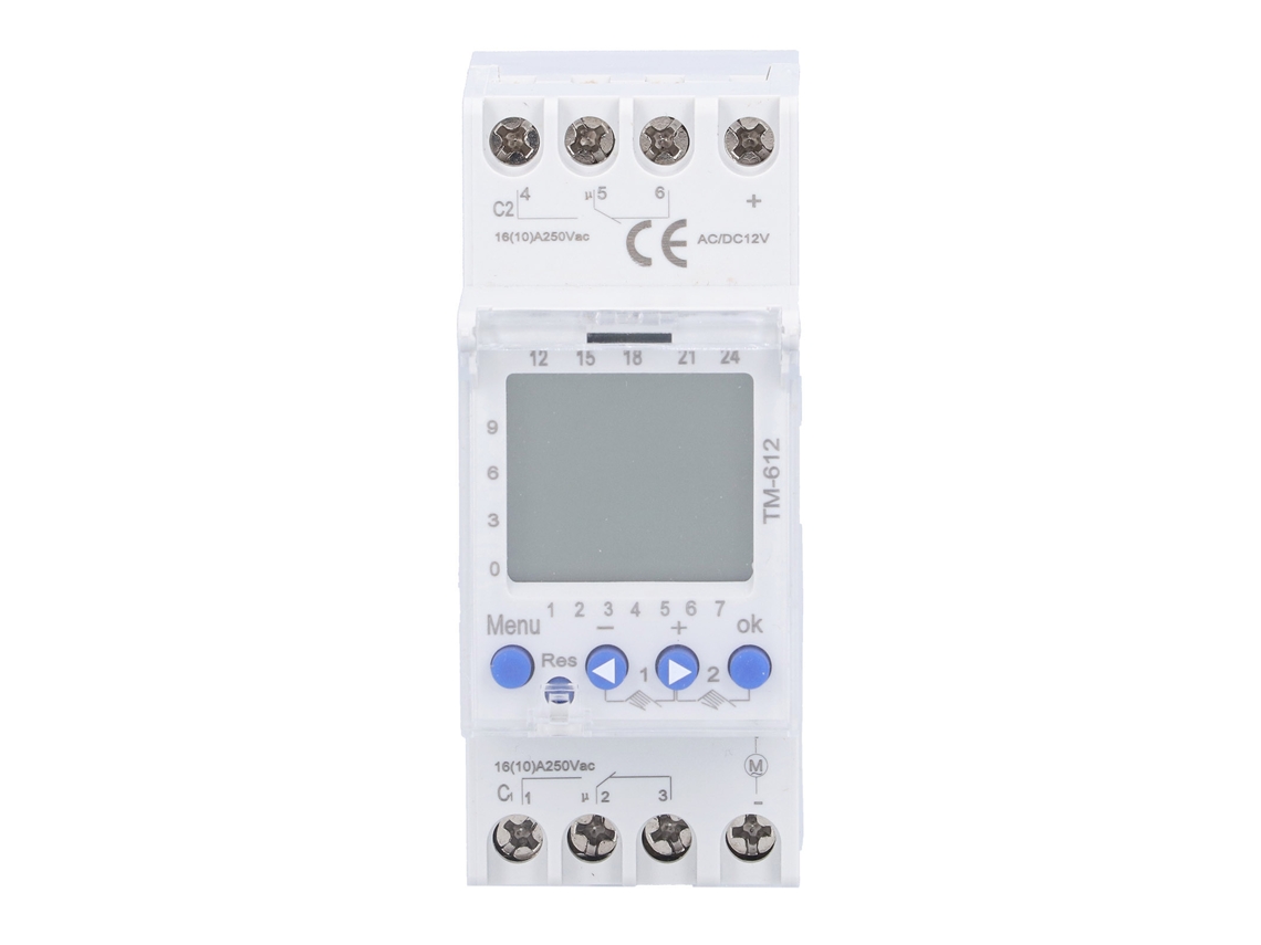 Interruptor de controle de tempo inteligente TM612 com 2 saídas DC12V para suprimentos industriais | S/MARCA