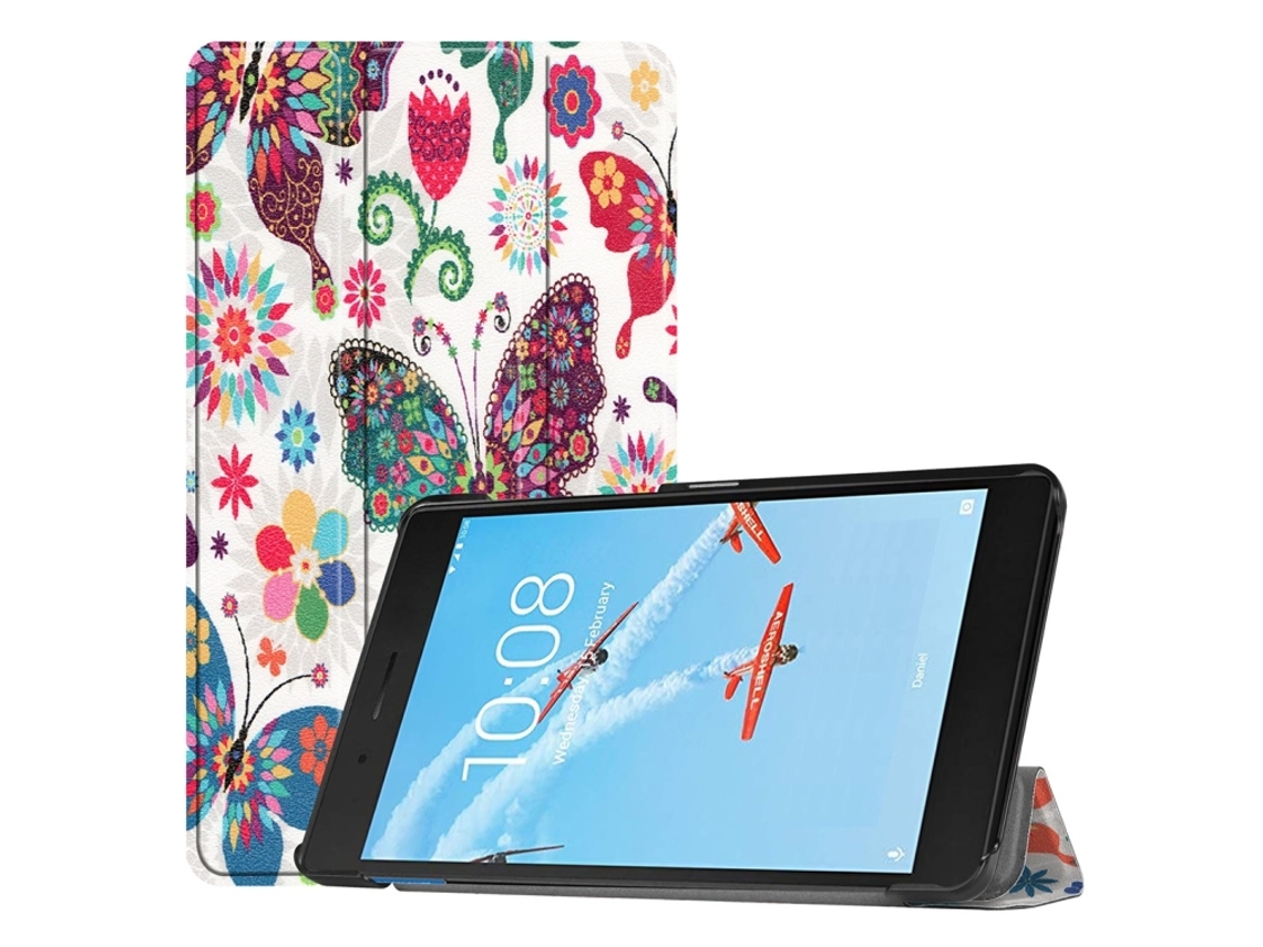Capa‑flip Horizontal Pu Pintada Halinuia Com Padrão Borboleta Colorida E Suporte Triplo Para Lenovo E7 / Tb‑7104f