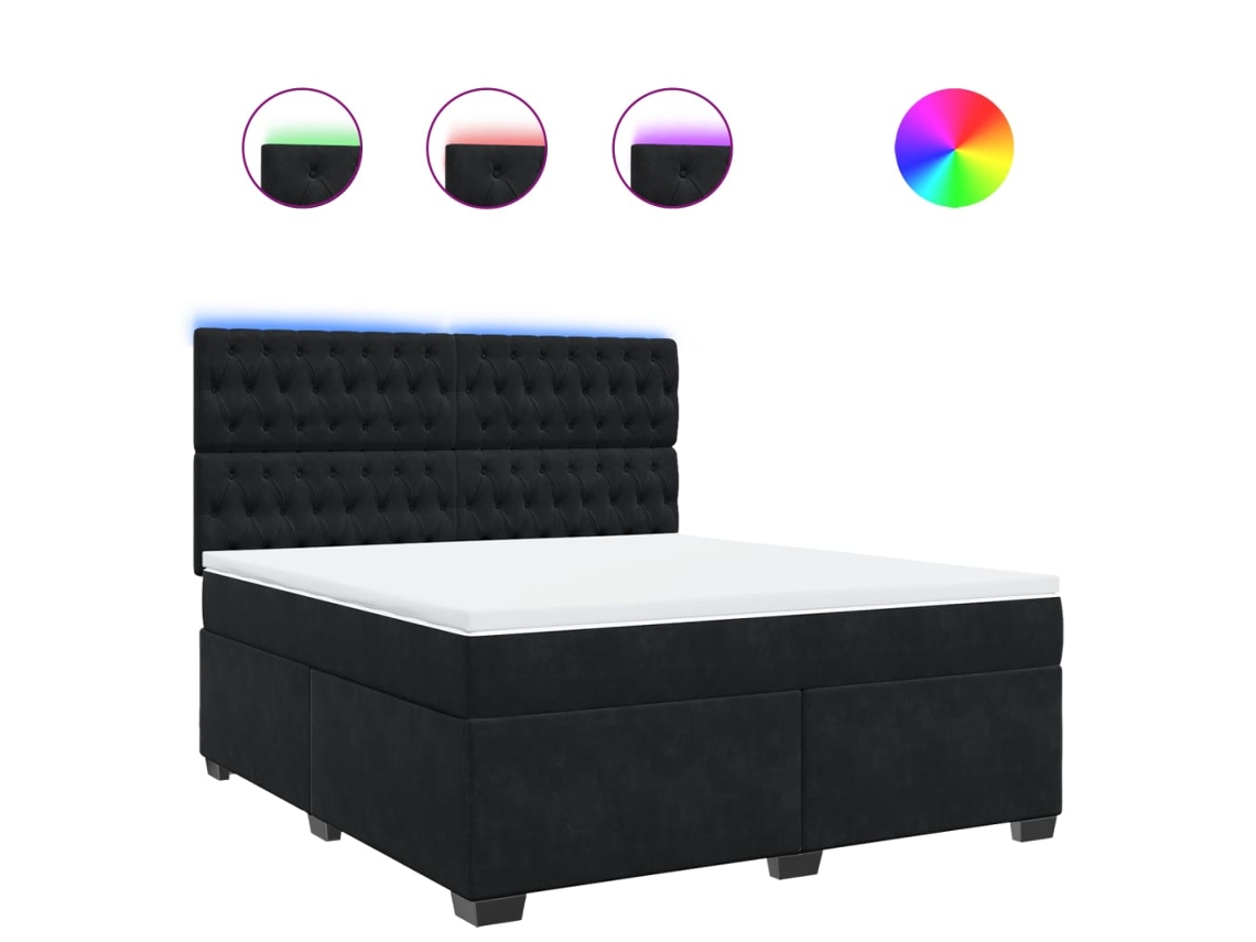 Box Spring Bed, Box Spring Beds Vidaxl Preto Veludo (180 X 200 Cm)