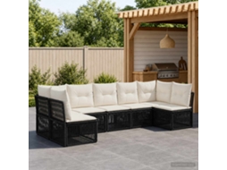 Vidaxl Conjunto De Sofá De Jardim 7 Unid. Preto Vime Pe