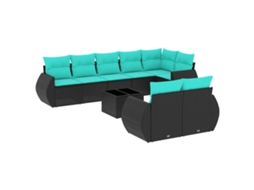 Conjunto de Sofá de Jardim, 5 Peças, Almofadas, Rattan Preto MAISON EXCLUSIVE