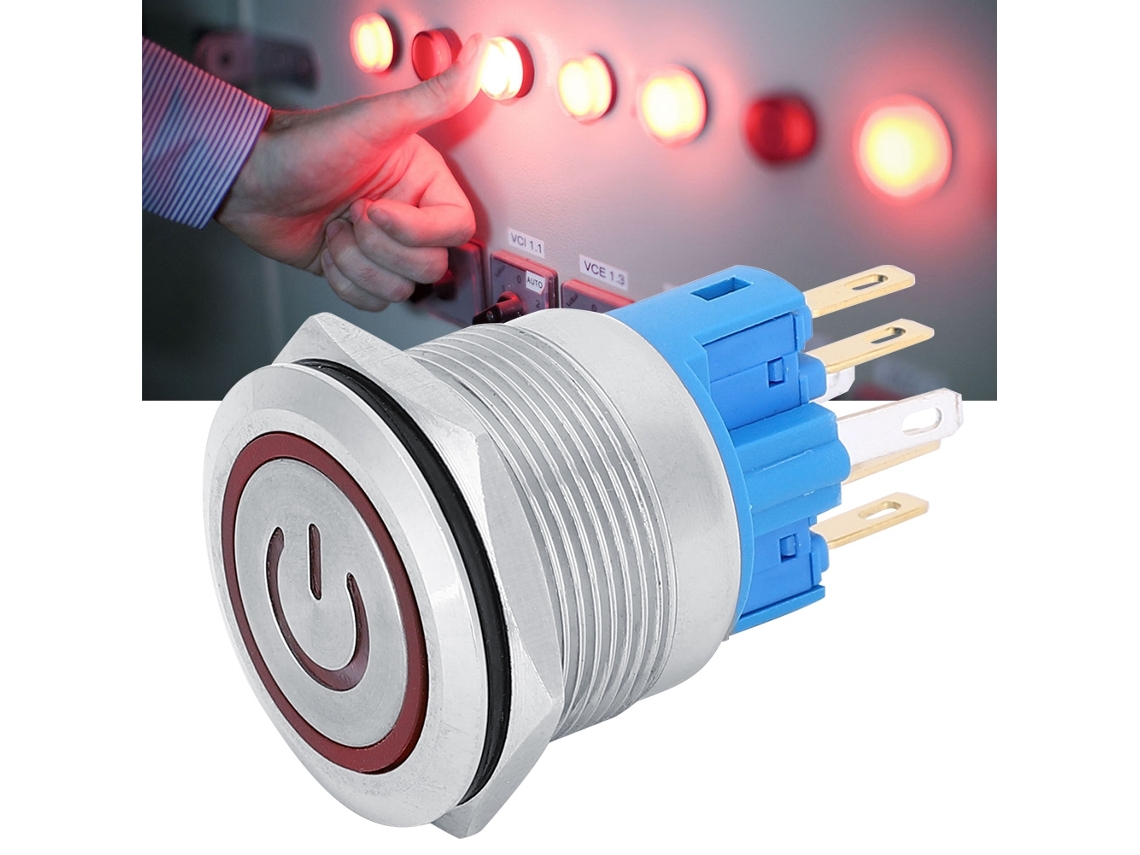 Interruptor Push button 2 Dc3 6v 22mm 6 Pinos