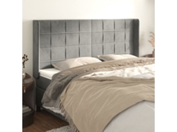 Vidaxl Cabeceira Cama C/ Abas Veludo 183x16x118/128 Cm Cinzento-claro