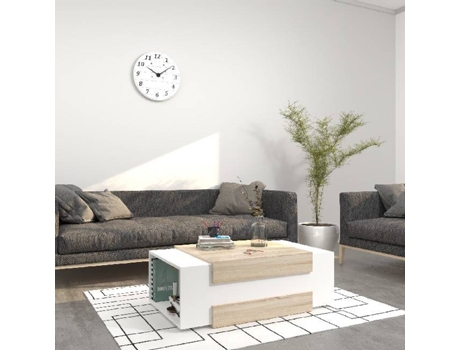 Mesa  Simon (Branco, Sonoma - Aglomerado Revestido a Melamina - 100 x 60 x 35 cm)