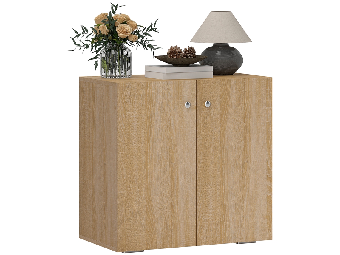 Armário multiuso com 2 portas para sala ou escritório, madeira com puxadores de alumínio 70x39x70cm BTFORUS