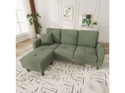 Sofá Canto L 3l Veludo Cotelê 166x118x77cm, Chaise, Modular. Cs