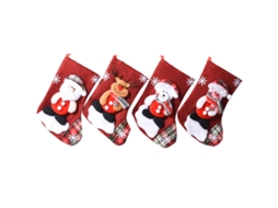 Conjunto de Meias de Natal TUSERXLN Velho Boneco Neve Veado Linho Branco - 4un