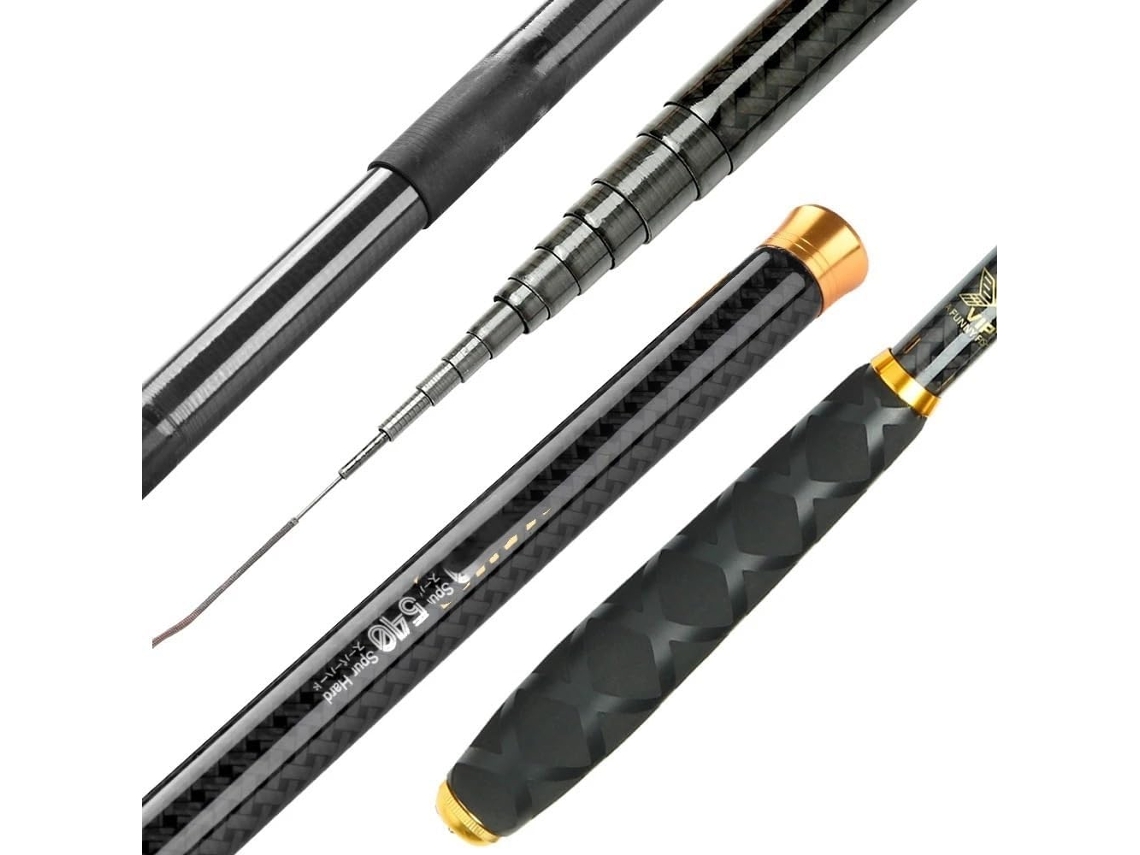 2,7 M 3,6 4,5 5,4 6,3 7,2 Vara Pesca Telescópica Durável Iniciantes Portátil Fácil Ideal