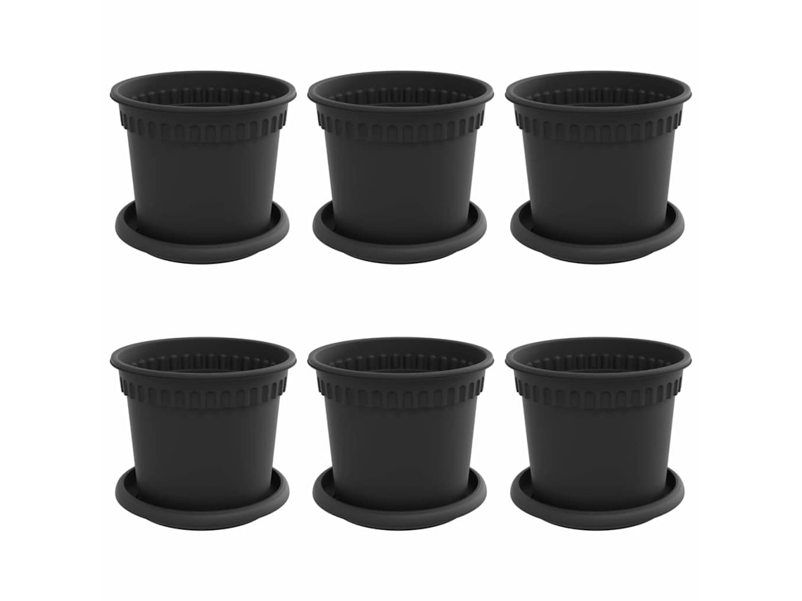 Vasos de Plantas 6 Pcs Preto Ø 15 X 12 Cm Plástico MAISON EXCLUSIVE