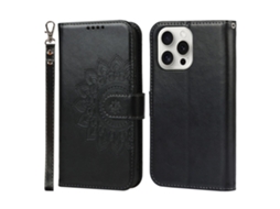 Capa Para Iphone 15 Pro Pele Sintética Preto