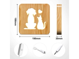 Cães e Gatos Adoram Lâmpadas de Cabeceira Ótica 3D Animais Adoráveis Luz Led de Madeira Melhores Presentes para Amantes de Animais Luz de Mesa Pa