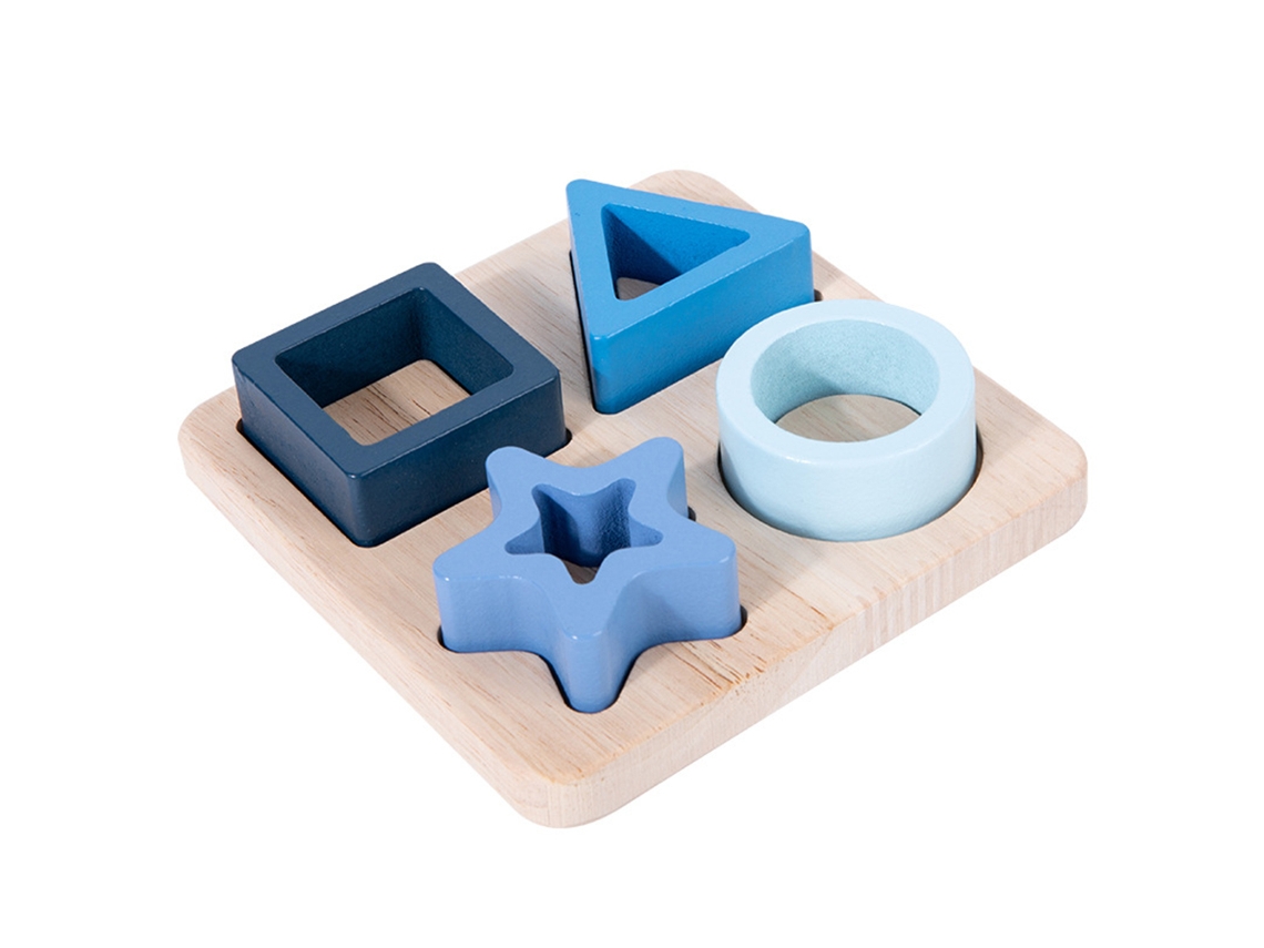 Primerox brinquedo Educativo de Formas Geométricas para Crianças Quebra cabeça de Madeira com 4 Formas e Cores